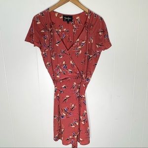 Yumi Kim Silk Floral Dots faux Wrap Dress Sz S